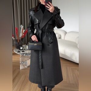 Black Long Belted Trench Coat - Women